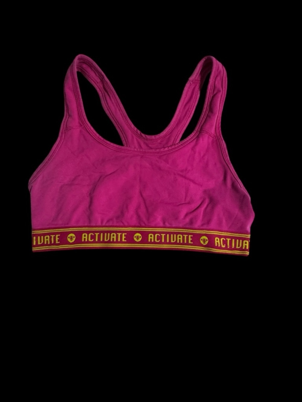Activate Racerback Sports Bra in Magenta with Yellow Accent